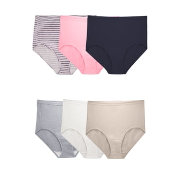 Fit for Me Womens Plus Comfort Covered Cotton Assorted Brief Underwear, 6 Pack,
