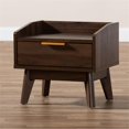 thumbnail image 3 of Allora Mid-Century 1-Drawer Wood Nightstand in Walnut Brown, 3 of 9