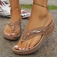 thumbnail image 3 of Women's Platform Wedge Sandals Slip On Comfortable Flip Flops with Arch Support Lightweight Non Slip ClipToe Sandals Brown Size 7.5, 3 of 8
