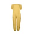 thumbnail image 4 of LOVZFMLL Women's Jumpsuit, Solid Color Off Shoulder Short Sleeve Loose Jumpsuit Yellow, 4XL, 4 of 5
