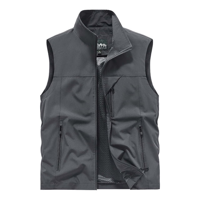 LOVZFMLL Jackets for Men's Work Clothes Jacket Solid Color Stand Collar Multiple Pockets Outdoor Sports Photography Coat