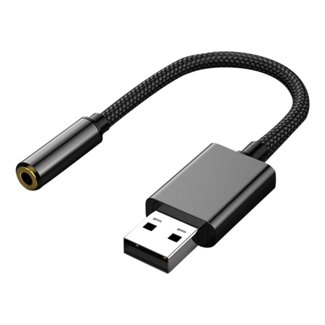 USB to 3.5mm Audio Adapter, USB External Stereo Sound Card, 2 in 1 3.5mm Aux Adapter Plug and Play for Headphones Speaker, Compatible with PSseries, PC, Laptop, Desktops, 20cm Line Length