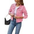 thumbnail image 2 of Women?s Denim Jacket Long Sleeve Button Down Casual Jean Jacket with Pockets S-XXL, 2 of 5