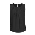 thumbnail image 4 of Qertyioot Femmes Été Casual Couleur Unie Col Rond Manches Tops Lâches Merci Chemisiers, 4 of 5