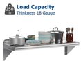 thumbnail image 4 of Stainless Steel Wall Shelf with Adjustable Backsplash & Brackets, Heavy-Duty Floating Metal Shelving for Kitchen, Garage and Utility Room, 4 of 8