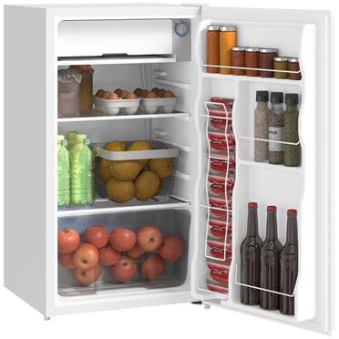 HOMCOM Mini Fridge with Freezer Thermostat Reversible Door for Bedroom