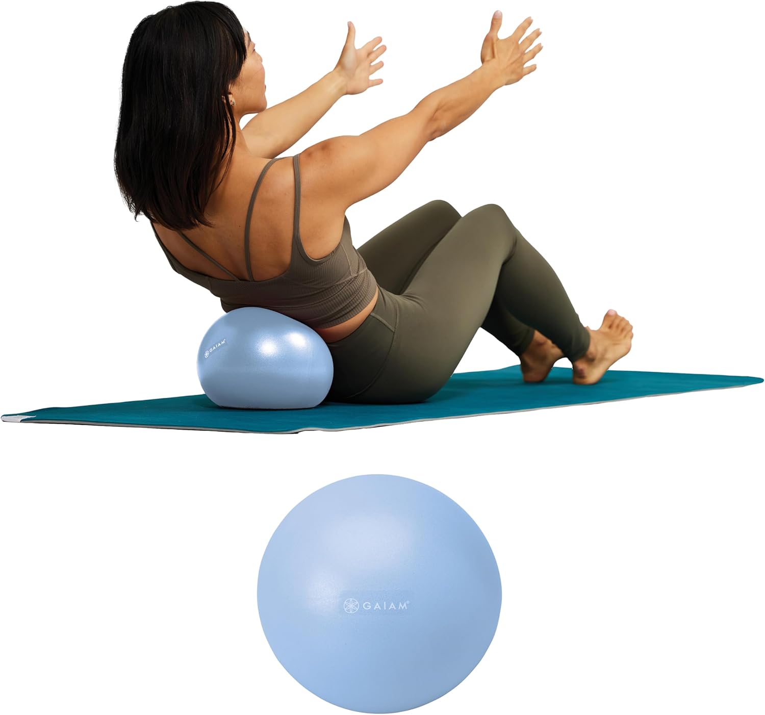 Gaiam 8” Mini Ab Ball (Clear Sky Blue), All Fitness Levels