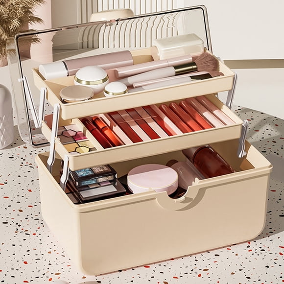 Jusqu'à 40 % de Réduction sur les Cadeaux Oefntac Boîte de Rangement Organisateur de Maquillage de Bureau Transparent et Haute Capacité Organisateur de Rangement Portable Spacieux pour Maquillage à Main
