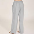 thumbnail image 2 of WEIYLL Pants for Women Linen Elastic High Waist Drawstring Wide Leg Yoga Grey Pant size L, 2 of 8