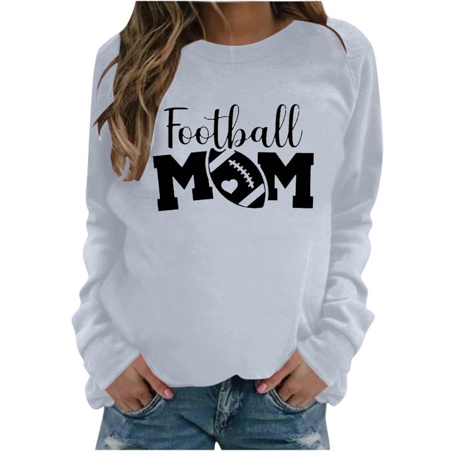 Pisexur Chandails en Molleton pour Femmes Imprimé Graphique Lettre Chandails en Molleton de Football pour Femmes Chandails en Molleton d'Automne Décontractés Col Rond Chandails en Molleton Manches Longues pour Femmes Blouses Coupe Ample Pull Tops