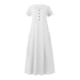 thumbnail image 5 of Bigersell Robes pour Femmes pour l'Église Offres Femme Col Rond Manches Courtes Robe Chemise Midi Style D-27 Robes Midi de Fête Dames Élégantes Robes d'Été Régulières, Blanc TG, 5 of 5