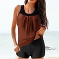 thumbnail image 2 of RKSTN Tankini Swimsuits for Women Summer Fashion Solid ColorConservative Two Piece Set Bathing Suits with Boyshorts Loose Plus Size Round Neck Sleeveless Pleated Swimsuits, 2 of 5