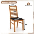 thumbnail image 3 of Costway Modern Dining Chair Set of 2 Kitchen Chair with Rubber Wood Legs & Slatted Backrest Brown, 3 of 9