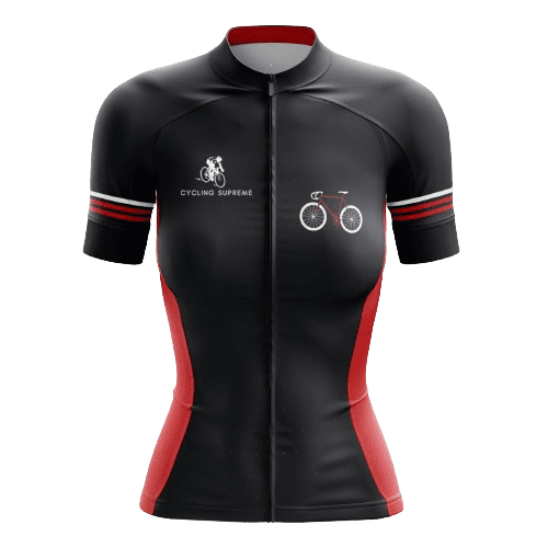 Chandail de Cyclisme pour Femmes Noir Rouge Blanc - G