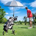 thumbnail image 3 of Patiojoy 3-Wheel Foldable Push Pull Club Trolley Golf Cart With Seat Scoreboard Bag Green, 3 of 8