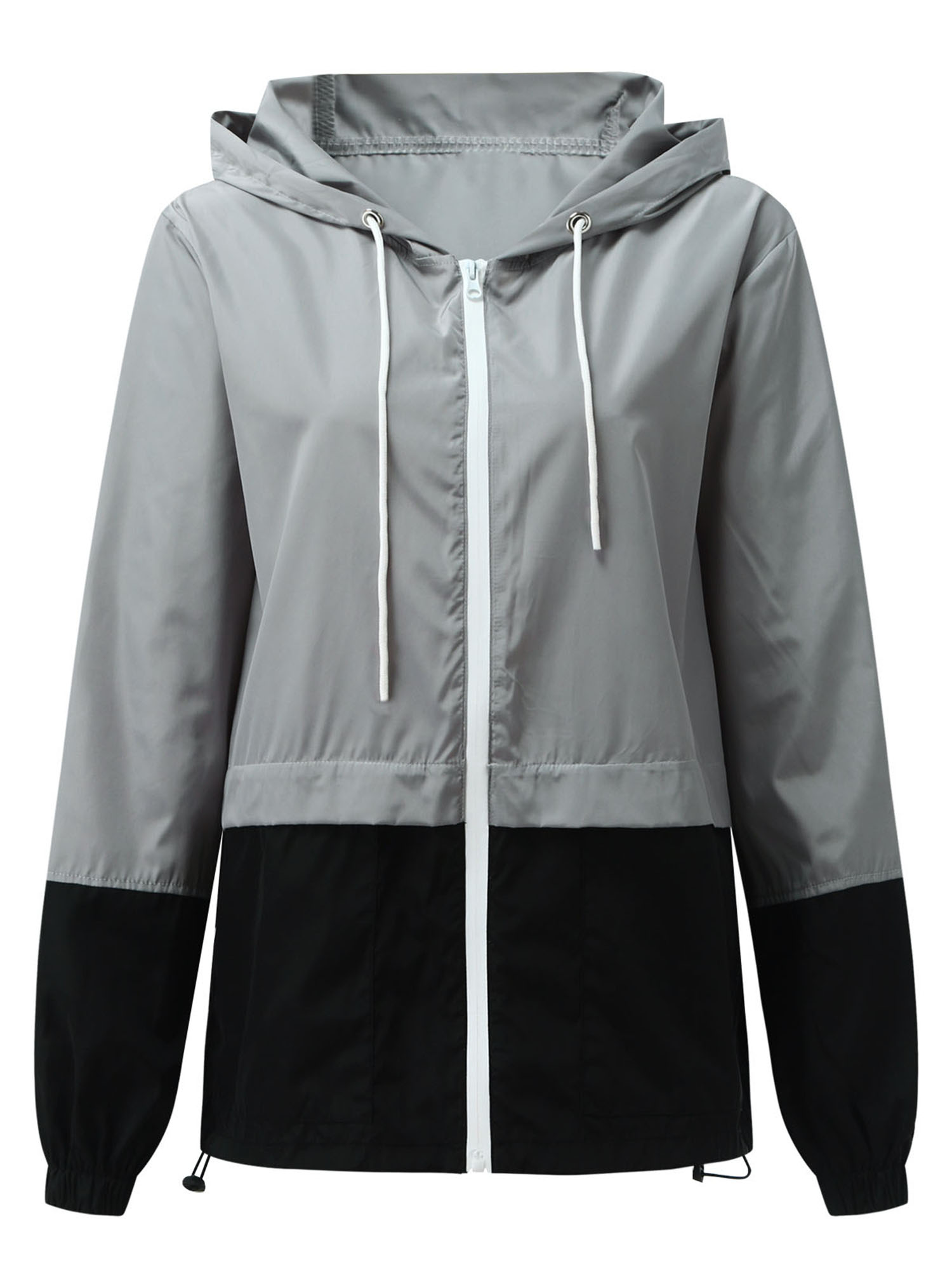 Kmbangi Women Packable Rain Jacket+Outdoor Color Block Hooded Windbreaker