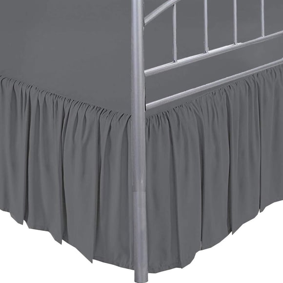 LINEN BEDDING Ivoire Uni Jupe de Lit Grand à Volants Retombée de 18 Pouces Coins Fendus avec Jupe de Lit Plateforme Ajustement Facile Style Froncé, Jupe de Lit à Volants 3 Côtés Format Grand Ivoire