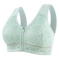 thumbnail image 1 of Sports Bras Women Solid Color Front Closure Wireless Bra With Air-Flow Mesh Thin Design Plus Size Women Bra Green 40, 1 of 6
