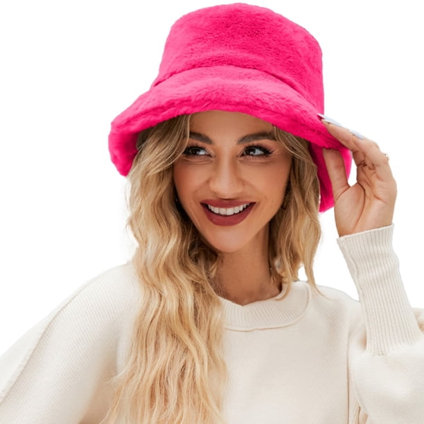 Fuzzy Bucket Hat For Women Faux Superficial Knowledge Bucket  display picture 1