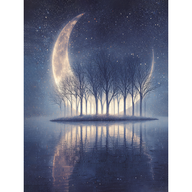 Mystical Moonlit Forest Canvas Wall Art 15.75x11.81 Inches