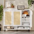 thumbnail image 2 of Toytexx Modern Shoe Storage Cabinet with Rattan Doors, 3-Door White Shoe Organizer with Adjustable Shelves & Ventilation Fan, Slim Shoe Rack for Entryway or Living Room, 2 of 7