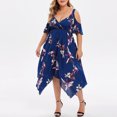 thumbnail image 1 of Robe à Manches Courtes pour Femmes Grande Taille Mode Femmes Sexy Imprimé Floral Manches Courtes Col en V Robe à Bretelles en Solde, 1 of 8