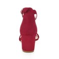 thumbnail image 2 of BLISSFUL STEP Women's Shoes Open Toe Mid Block Heel Ankle Strap Faux Suede Sandals Deep Red 5, 2 of 8