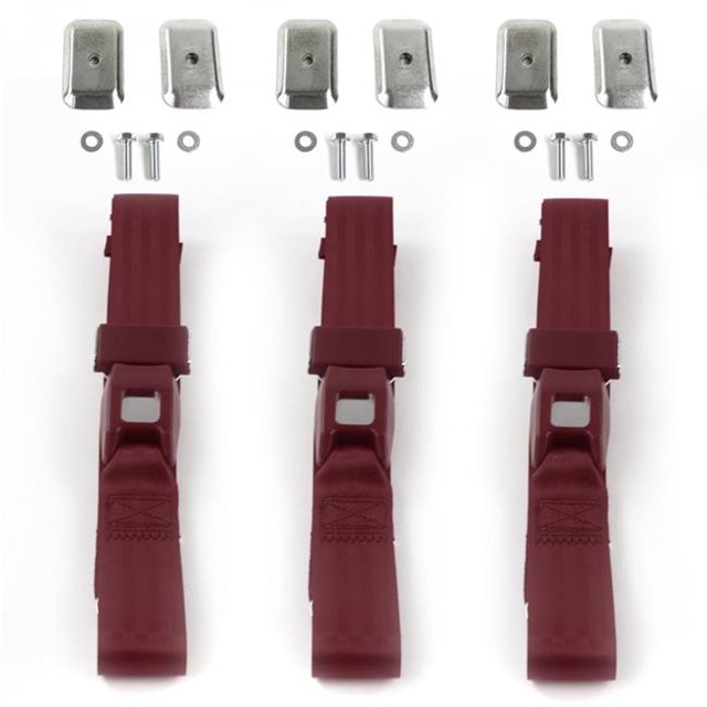 Ford 1933-1934 Model C Standard 2 Point Burgandy Lap Bench Seat Belt Kit with Bracketry - 3 Belts