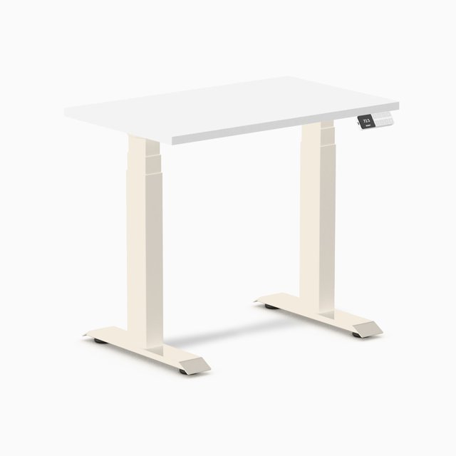 Desky Bureau Assis-Debout Mini Double - Blanc / 32 x 20 Pouces / Blé