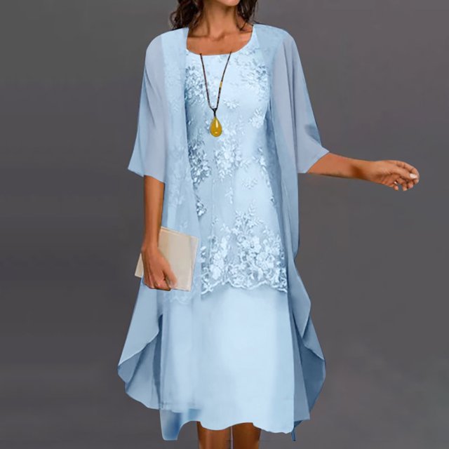EGNMCR Robes de Fête pour Femmes Mode Femmes Décontractée Robe Sans Manches à Col en V Unie Manteau à Manches Longues Ensemble Deux Pièces