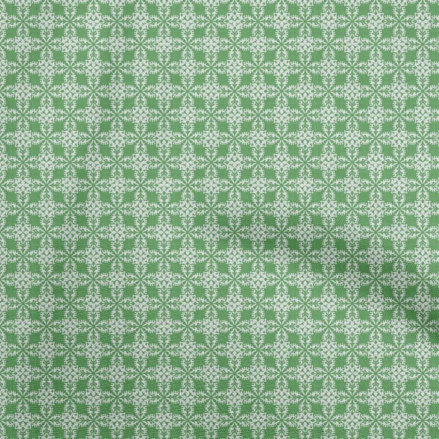 oneOone Rayon Green Fabric Geometric Tile Fabric For Sewing Printed Craft Fabric By The Yard 56 Inch Wide
