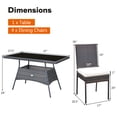 thumbnail image 3 of Costway 5 PCS Patio Rattan Dining Set Glass Table High Back Chair Garden Deck Mix Brown, 3 of 9
