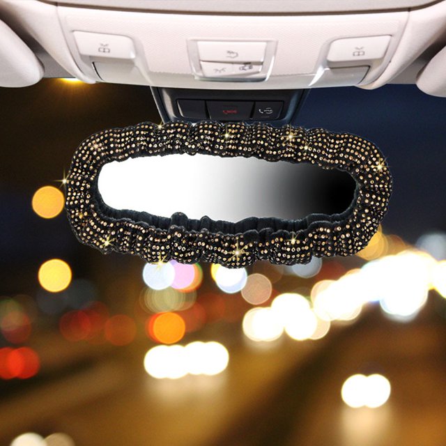 JUNWELL Car Mirror Cover With Mirror Decoration Car Mirror Cover Mirror Accessories Elastic Car Mirror Female Cover Bling Car Accessories General Acce