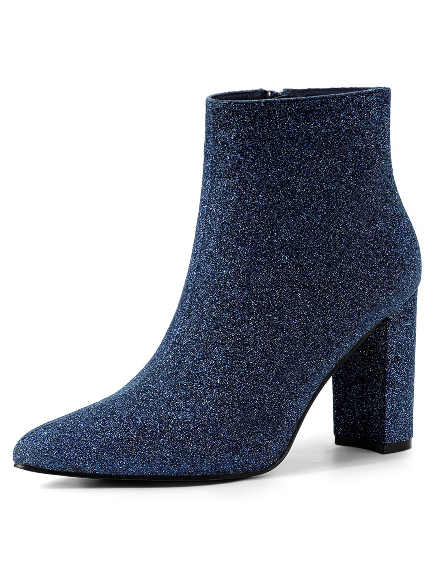 Unique Bargains Bottines Chelsea à Paillettes pour Femmes à Bout Pointu à Talon Bloc