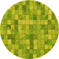 thumbnail image 1 of Ahgly Company Tapis de Zone Rond d'Intérieur Lavable à la Machine, Transitionnel, Jaune Néon Vert, 4 Pieds Rond, 1 of 7