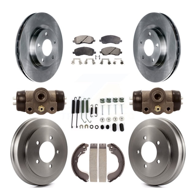 Transit Auto Front Rear Disc Brake Rotors Ceramic Pads and Drum Kit (9Pc) for Car Jeep Patriot Compass Dodge Caliber Chrysler Sebring Avenger K8T-102692