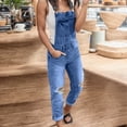 thumbnail image 2 of Bmisegm Women's Denim Overalls Ripped Washed Bib Jumpsuits, Dark Blue, XXL, 2 of 6