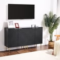 thumbnail image 4 of Eastvita Storage Cabinet - Modern Accent Cabinet with 2 Decorative Embossed Pattern Doors/Wood Buffet Cabinet with Inner Shelf for Living Room/Entryway//Kitchen in Black, 4 of 6