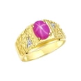 thumbnail image 4 of RYLOS Men's Rings Yellow Gold Plated Silver Designer Nugget Ring Oval 9X7MM Gemstone &  Diamonds  Star Ruby Birthstone Rings For Man Size 12, 4 of 7