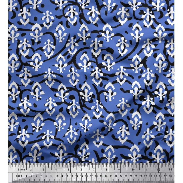 Soimoi Brown Viscose Chiffon Fabric Blocks Block Printed Craft Fabric by The Yard 42 Inch Wide