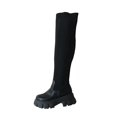 thumbnail image 2 of Bottes Mode Grande Taille Femmes Automne Tube Long à Talons Bas Plateforme Chaussures Bottes Tricot Cuissardes, 2 of 3
