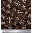 thumbnail image 1 of Soimoi Brown Rayon Fabric Snow Flakes Floral Printed Fabric 1 Yard 56 Inch Wide, 1 of 5