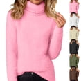 thumbnail image 1 of Yuyuzo Chandails pour Femmes Décontractés à Col Roulé Surdimensionnés Chandails d'Hiver Unis à Manches Longues Mode Chandail, 1 of 7