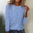 thumbnail image 2 of WTXUE T-Shirts à Manches Longues, Chandails à Col Rond pour Femmes Automne Hiver Décontractés à Rayures T-Shirt Haut Rayé Hauts Décontractés pour Femmes Bleu/à Rayures S, 2 of 5