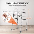 thumbnail image 4 of VEVOR Folding Walker Aluminum Mobility Walker Aid with Adjustable Height 350LBS, 4 of 9