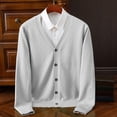 thumbnail image 2 of aohooy Mens V-Neck Sweater Elegant Business Long Sleeve Button Down Cardigans for Men Basic Knitted Sweater with Fake Pockets Gray,XXL, 2 of 7