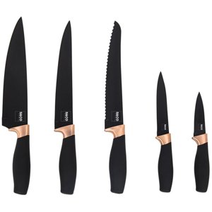 Pemberly Row Knife 6 Piece Set With Acrylic Stand Black Matt