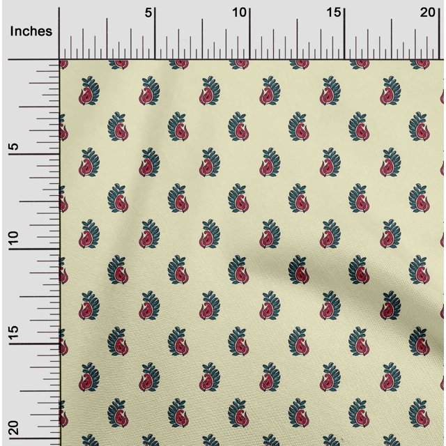 oneOone Silk Tabby Fabric Paisley Block Decor Fabric Printed BTY 42 Inch Wide