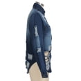 thumbnail image 4 of LUXUR Women Distressed Denim Trucker Jackets Hole Fall Jean Jacket Navy Blue 2XL, 4 of 7
