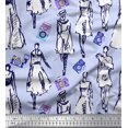 thumbnail image 1 of Soimoi Modal Satin Fabric Women & Camera Fashion Printed Fabric 1 Yard 42 Inch Wide, 1 of 3